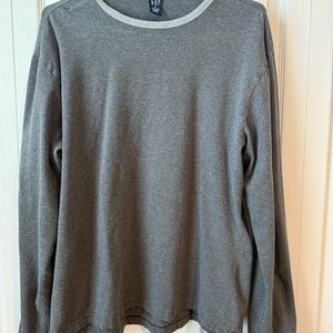 GAP Men's Long Sleeve T-Shirt Size L Gray Contrast Trim‎ Casual Cotton Blend XL